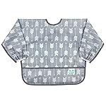 Bumkins Sleeved Bib for Girl or Boy, Baby and Toddler for 6-24 Mos, Essential Must Have for Eating, Feeding, Baby Led Weaning Supplies, Long Sleeve Mess Saving Food Catcher, Soft Fabric, Gray Arrows