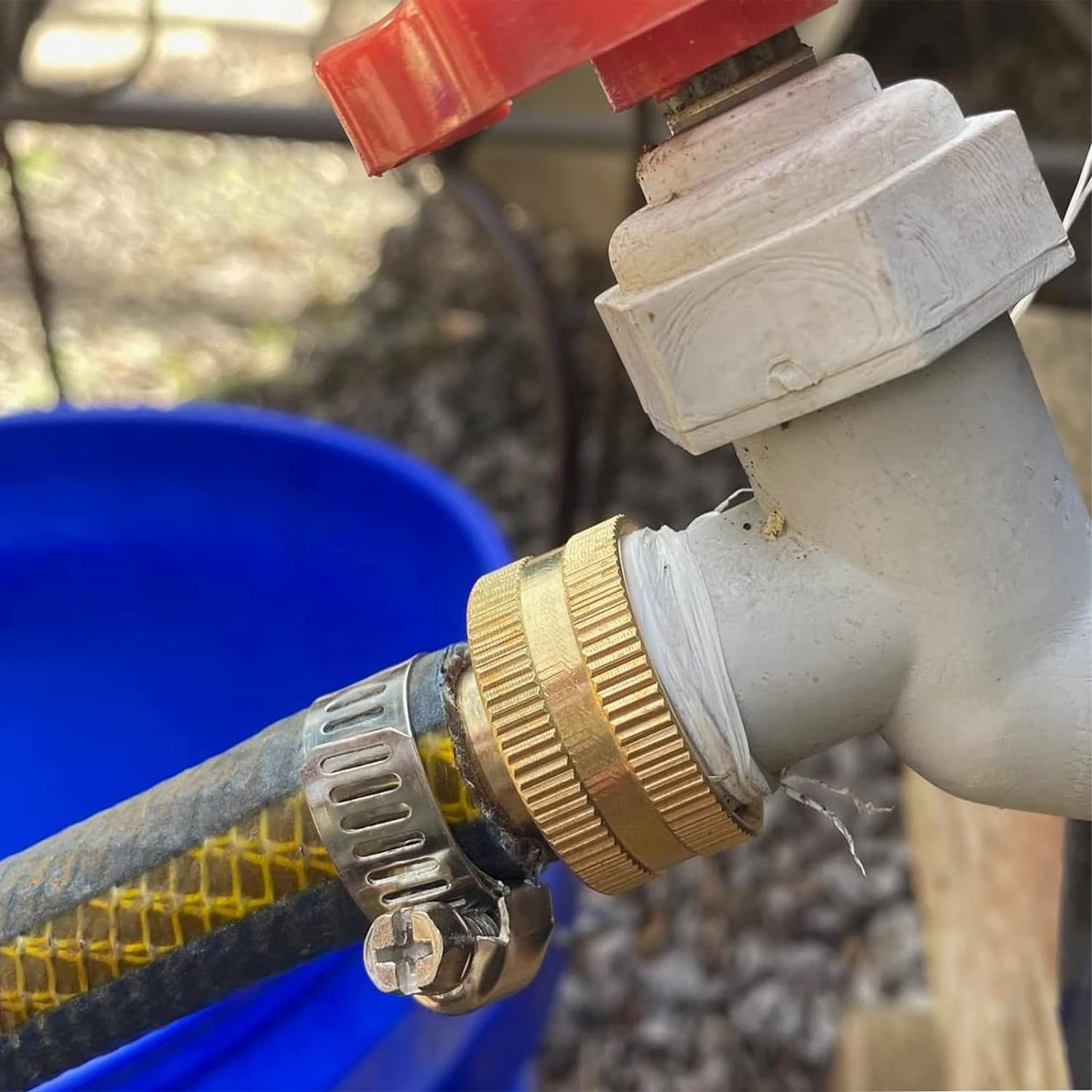 AOPANDA Conector de manguera de jardín de 1/4 pulgadas x 3/4 pulgadas hembra GHT rosca de latón macizo, kit de reparación de manguera de agua hembra de 4 piezas, con abrazadera de acero inoxidable