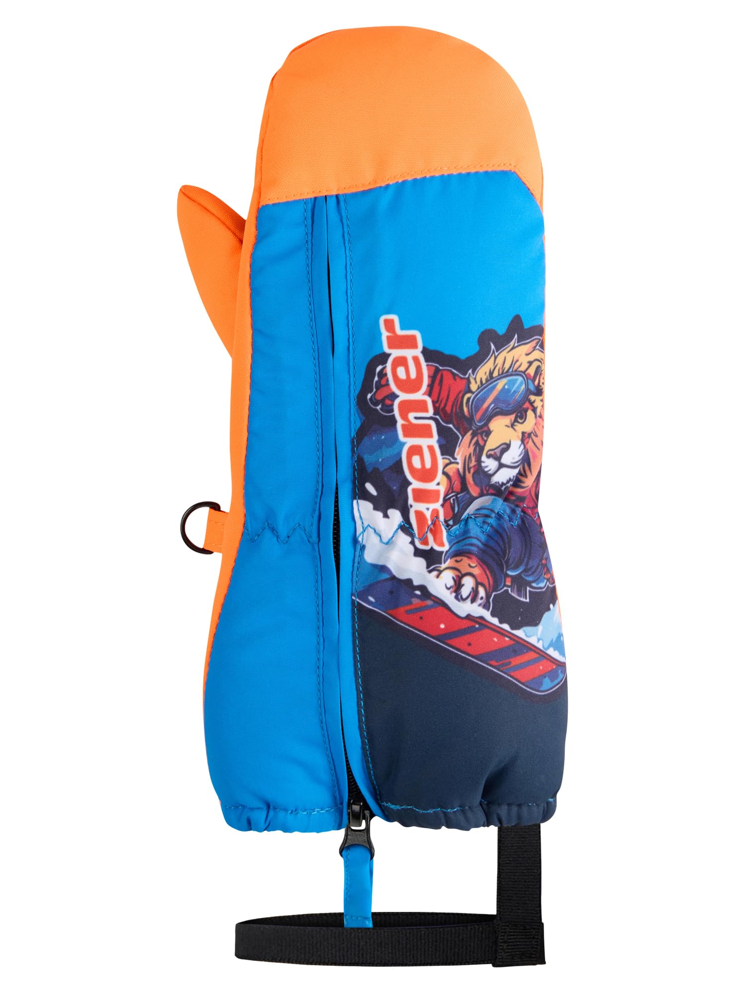 Ziener Leon-Z - Manopla de esquí para niños pequeños, Resistente al Viento, Impermeable, Cremallera Larga, Color Naranja, 3,5