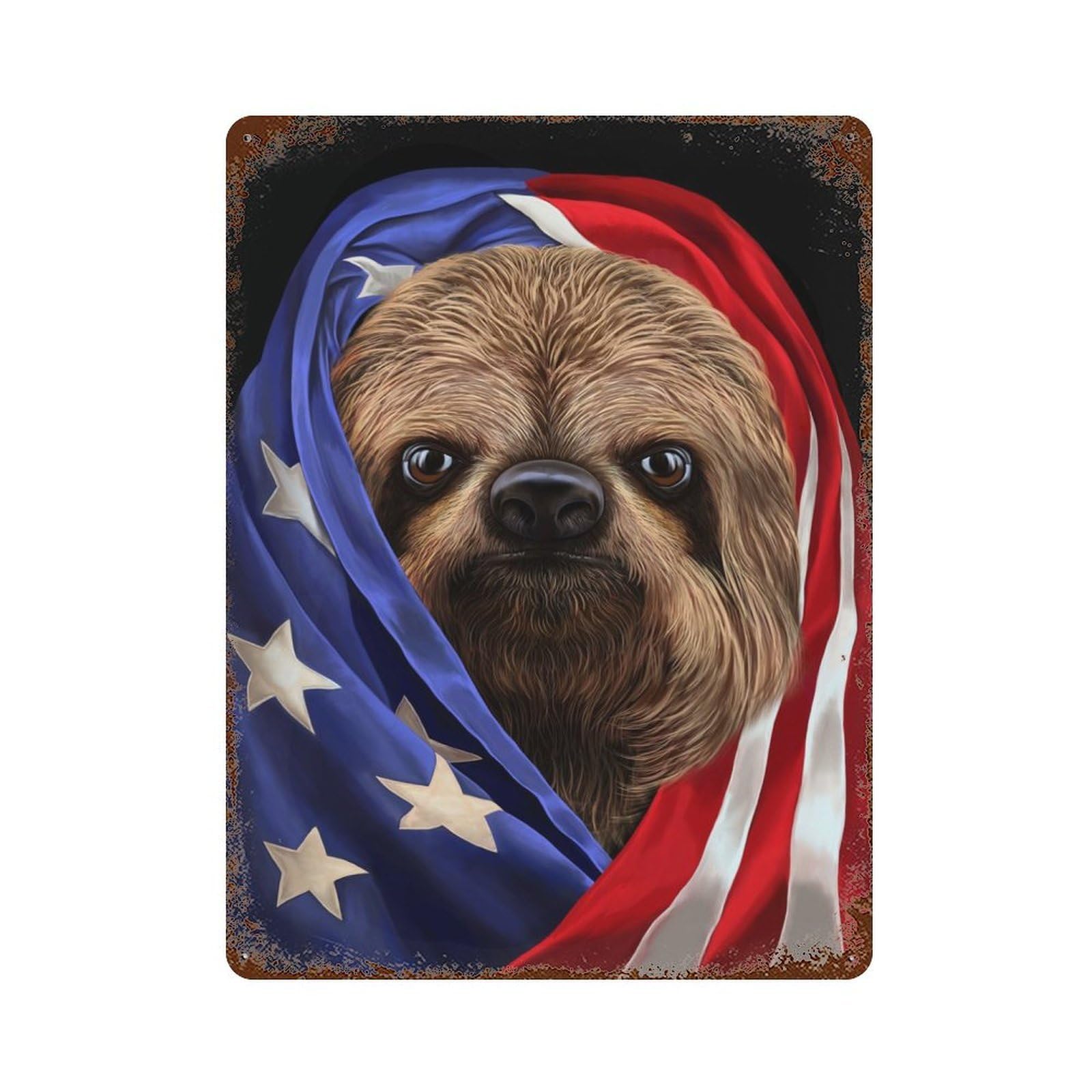 Giant Sloth USA Patriot Decorative Tin Sign 15.7"x11.8", for Bistro, Counter And Cafe Decor, Classic Wall Plaque