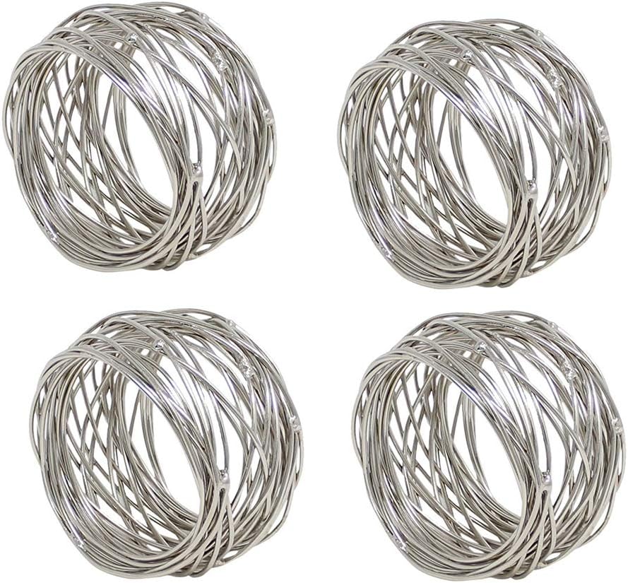 Nеw Arrіvаlѕ REPLICARTZ Handmade Round Mesh Napkin Rings Holder Dinning Table Parties Set of 12 (Silver)