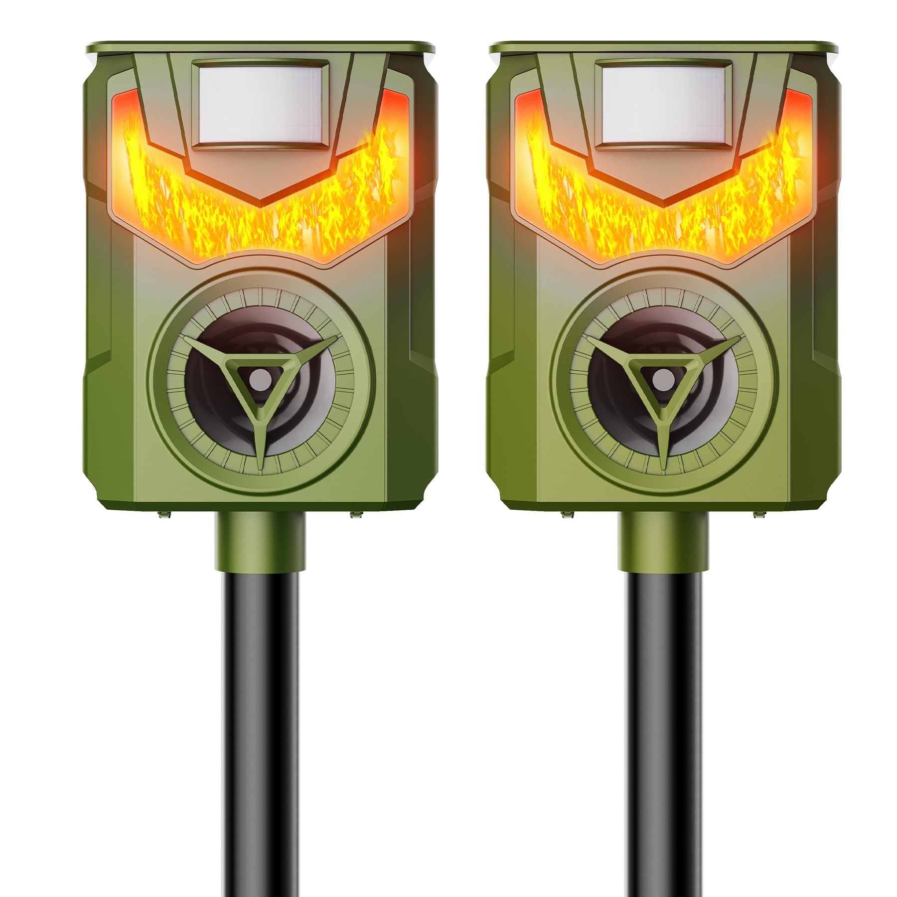 Ultrasonic Animal Repeller Solar Squirrel Deterrent Flame Light Guard Outdoor Dog Cat Repellent with Motion Sensor Raccoon Repeller Fox Rabbit Waterproof (2)