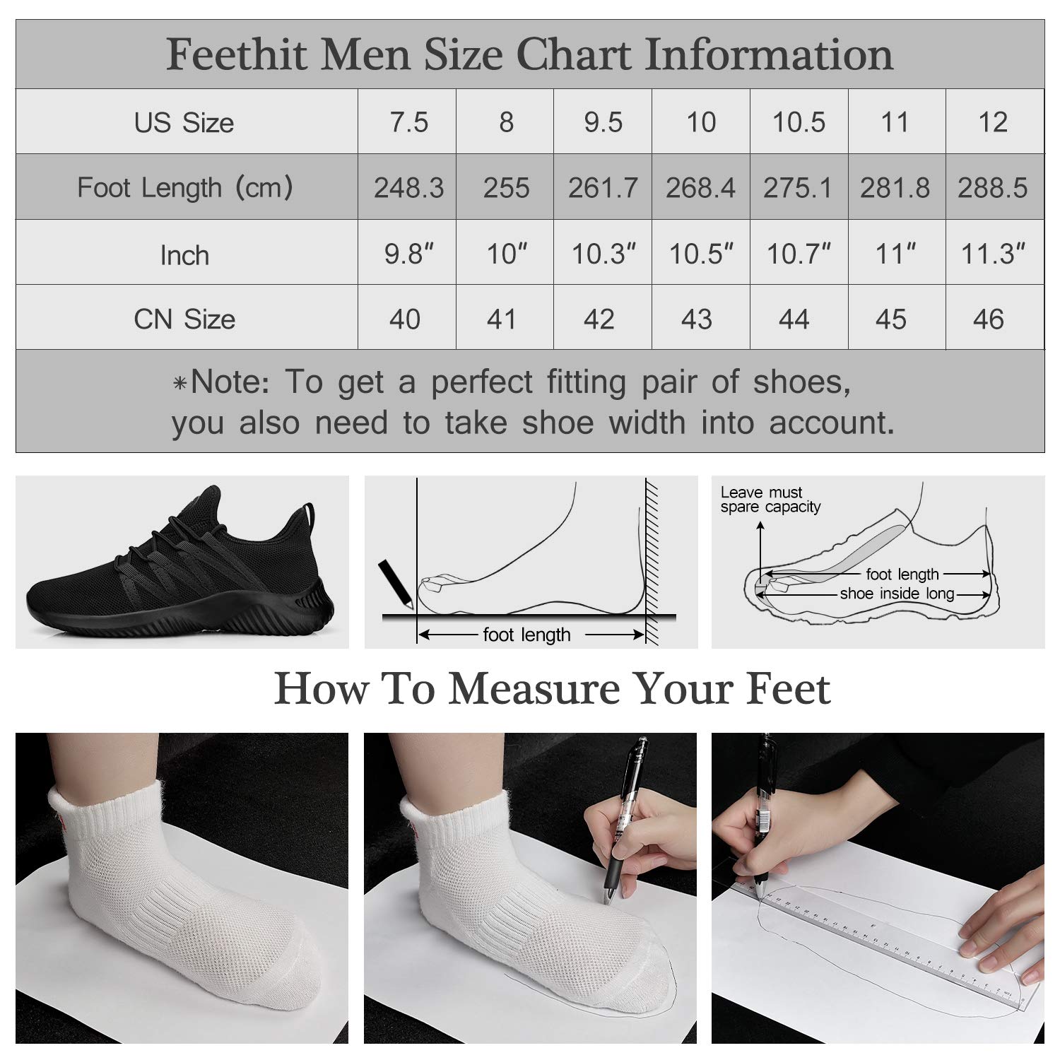 Feethit Herren-Laufschuhe, atmungsaktiv, leicht, bequem, modisch, rutschfest, Sneaker für Herren