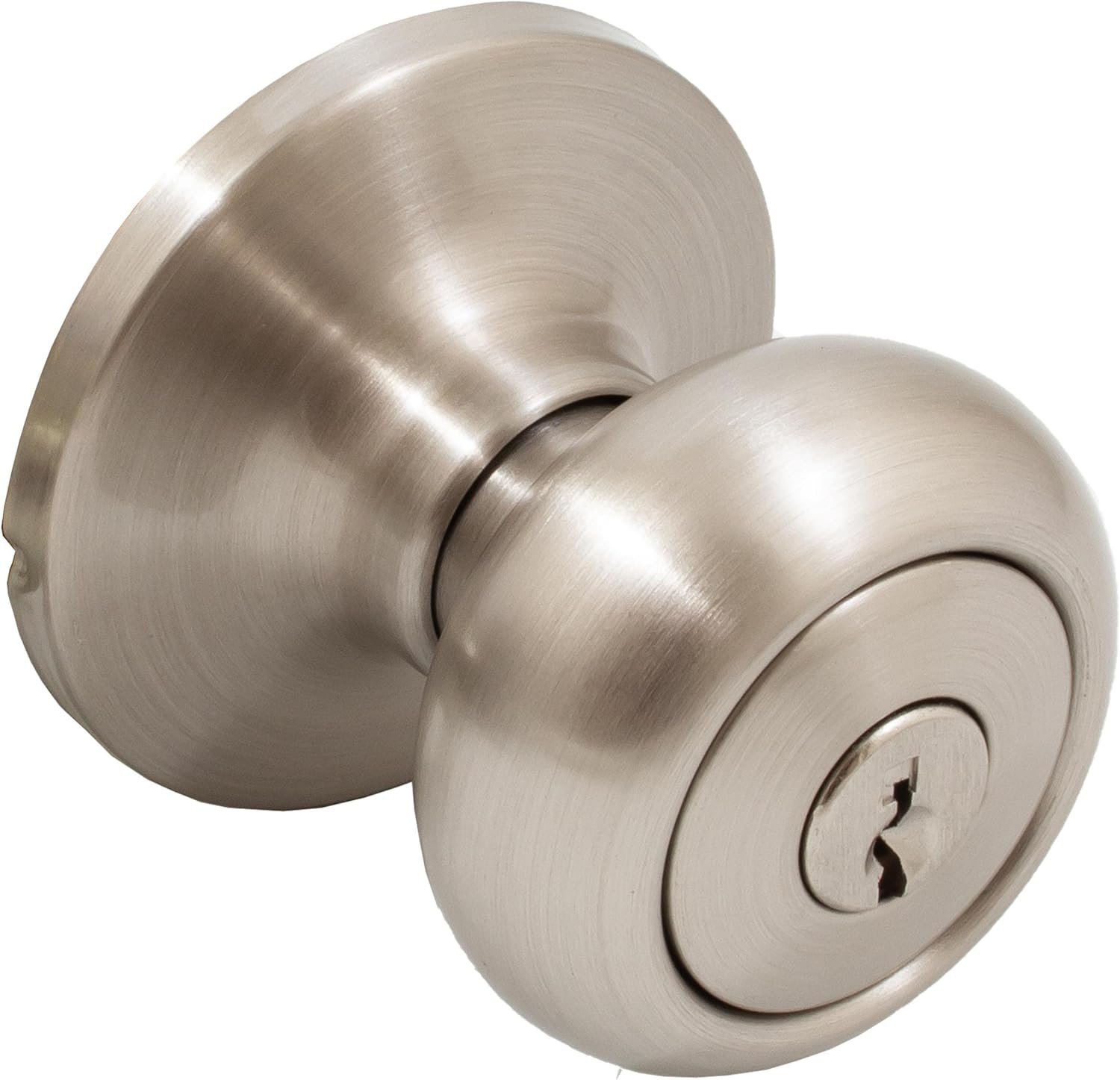 Stone Harbor Hardware Highland Door Knob, Entry Latch, WR5 Keyway, Satin Nickel