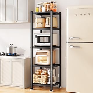 PXRACK 5-Tier Adjustable Metal Storage Shelves with Wheels - Heavy Duty Kitchen Pantry Garage Organizer Rack, 450 lbs Capacity
