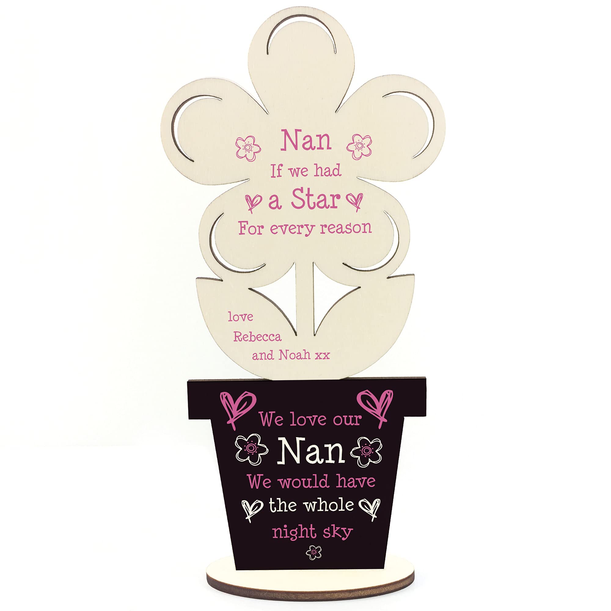 Personalised Mum Gift For Birthday Mothers Day Wooden Flower Gift From Daughter Son