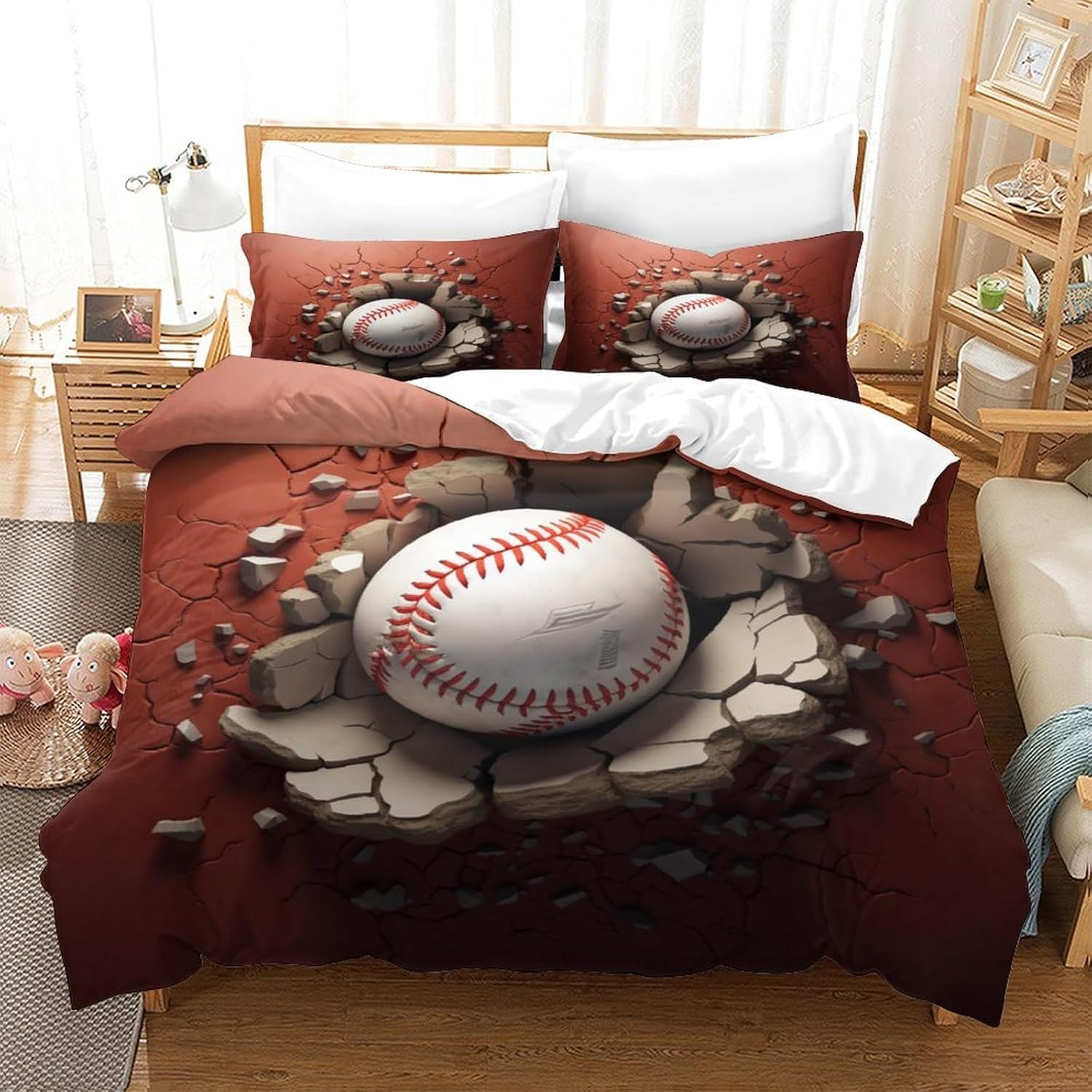 Housse de couette 240x220 baseball microfibre抗过敏免烫单双人被套