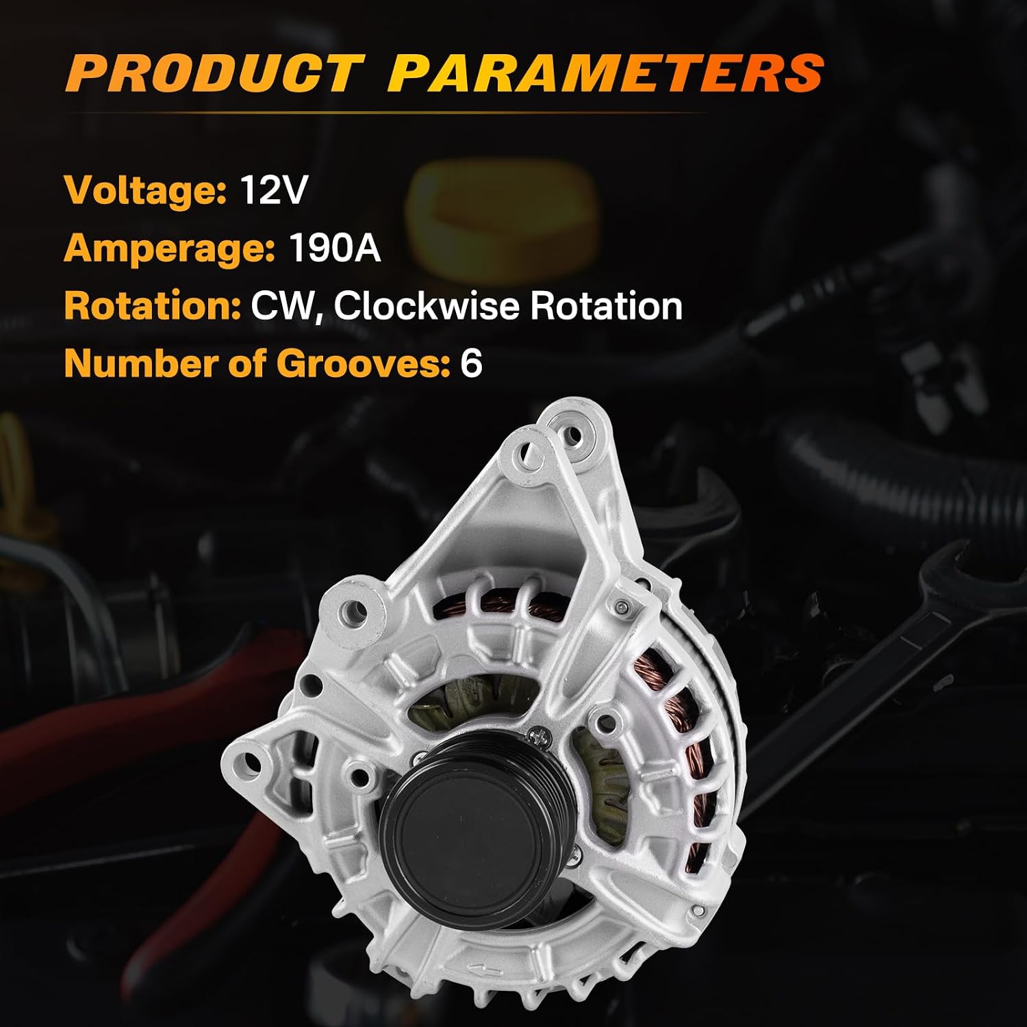 12V 190A Alternator A0009067703 Compatible with 2015-2021 Mercedes-Benz W205 C300 C253 GLC300 GLC350e Metris L4 2.0L Replace 20571N 0125812058 012581201