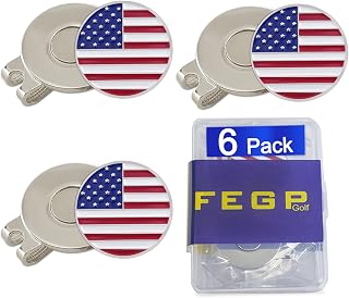 6 Pack Golf Ball Markers with Magnetic Hat Clips Value Sets - Soft Enamel Technique for Men Women Golfer, Removable Attaches Easily to Golf Cap Premium Gifts.