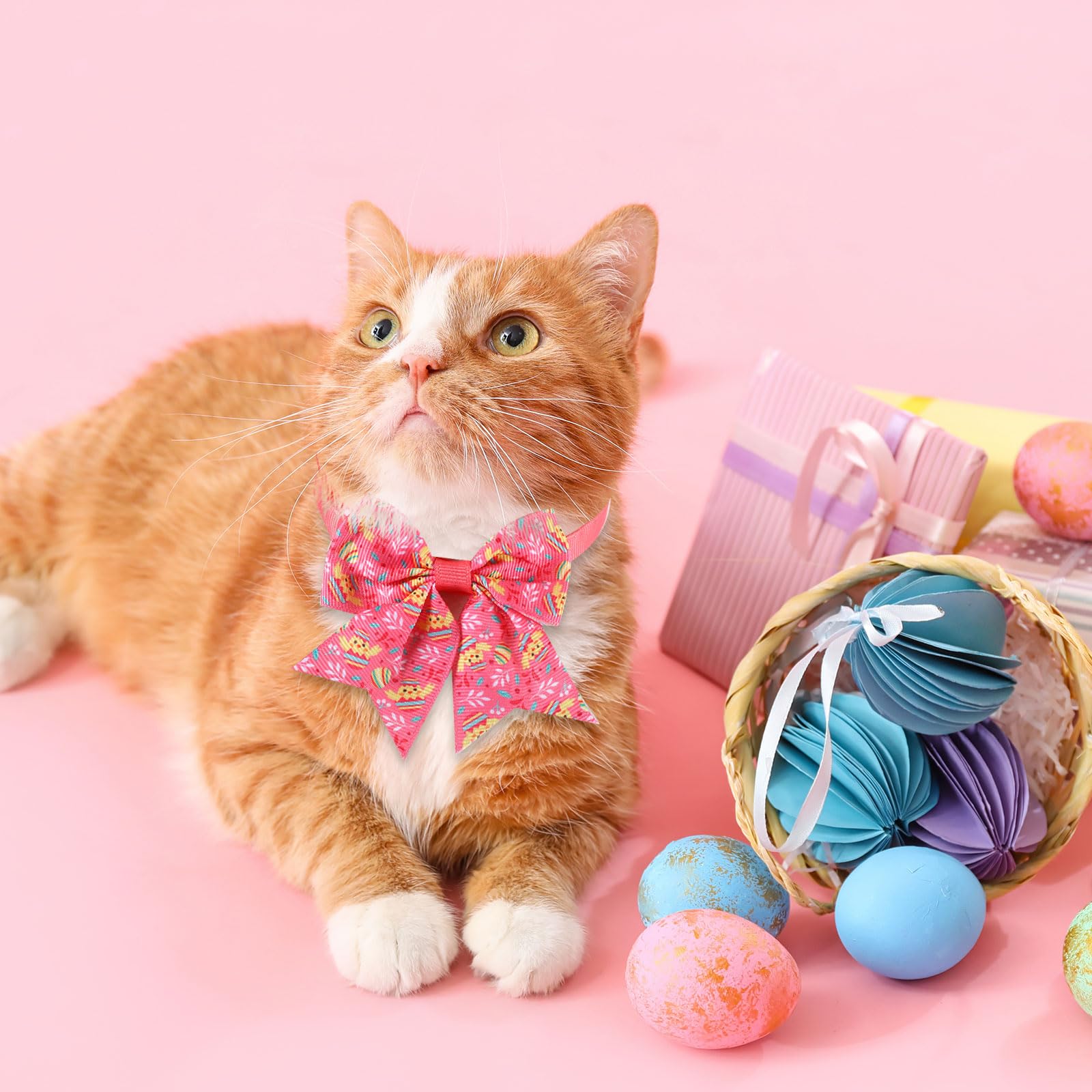 Aliceset 240 szt. Happy Easter regulowana obroża dla psa muszka zestaw kwiatów opaski na szyję dla zwierząt domowych pies kot akcesoria do pielęgnacji i festiwal zwierząt domowych przyjęcie świąteczne