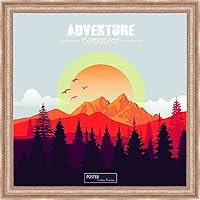 Vista 5 de Poster Palooza 3x3 Inch Traditional Antique Silver Complete Wood Square Picture Frame with UV Acrylic Plexiglass, Foam Board Backing & Hardware