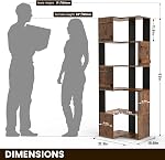 PPAMAPIC 5 Aide-mémoire Tier Corner 63" Bibliothèque en forme de Tall L, armoire d'angle, étagère en bois de grain Rack d'affichage pour le bureau à domicile, chambre, salon (Brown)