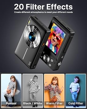 Digital Camera, Latest FHD 1080P Digital Camera for Teens with SD Card Anti Shake Point and Shoot Cameras Portable 16X Zoom Compact Small Cameras for Kids Boys Girls Seniors with Wrist Strap