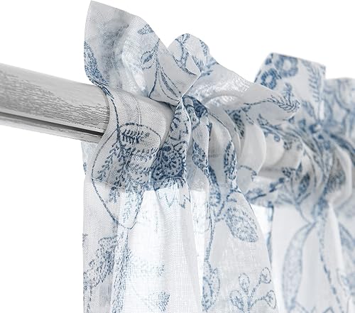 Miniatura 5 de Vangao Cortinas traslúcidas estilo granja con estampado floral verde de 84 pulgadas de largo, juego de 2 paneles para sala de estar, dormitorio,