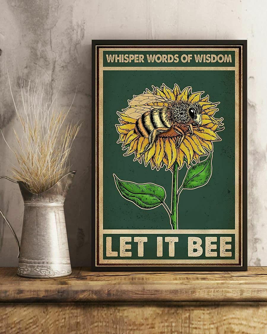 BCTS Whisper Words Of Wisdom Let It Bee Sunflower Poster Funny Decor Metal Sign 12x16 inch