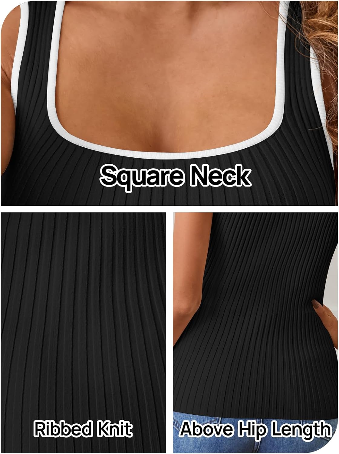 MEROKEETY Women's Sleeveless Square Neck Tank Tops 2026 Slim Fitted Color Block Knit Shirts Summer Basic Sweater Vest - Image 7