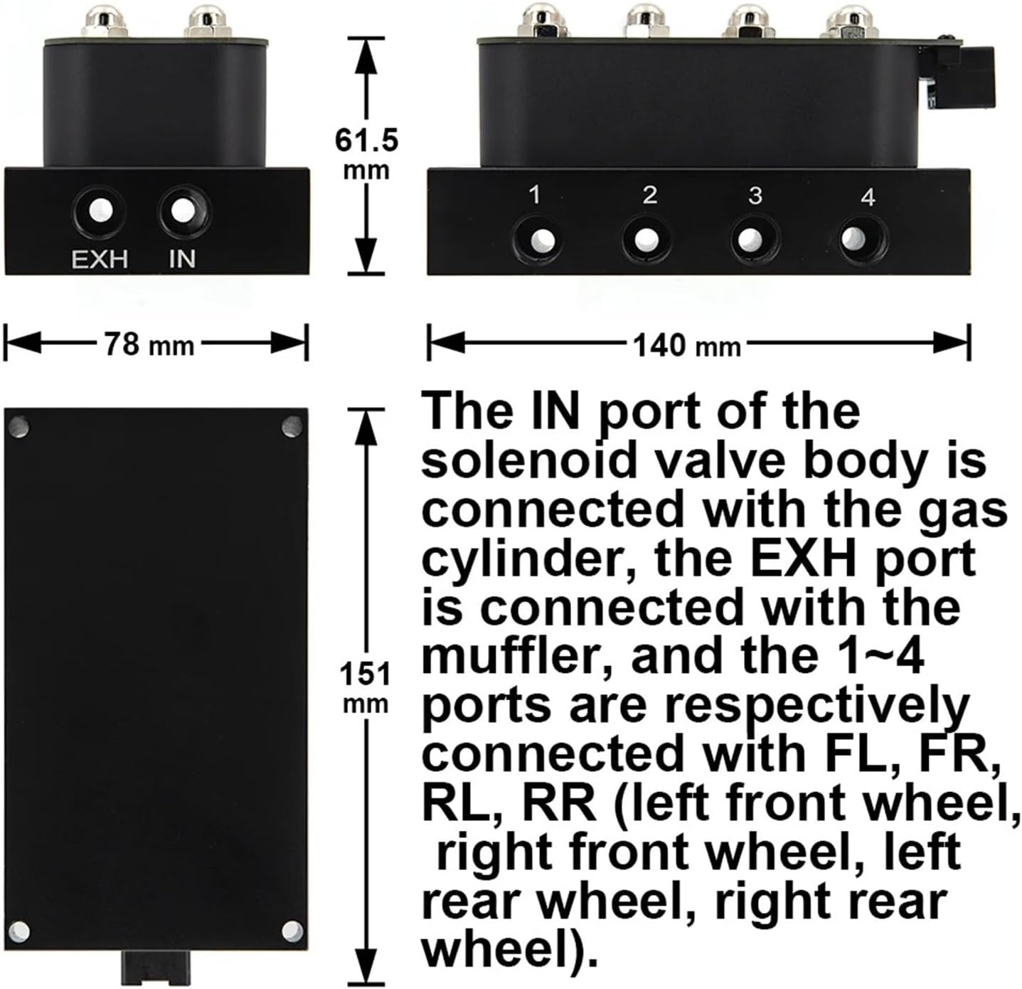 12V Air Ride Suspension 5 In 1 Display Pressure Gauge With Solenoid Valve And Control Panel Ship Type Switch