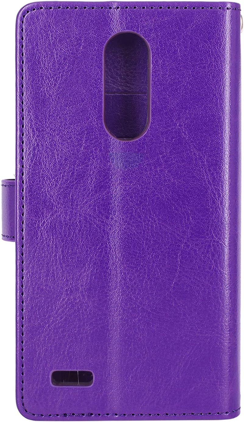 LG K30 Case, LG K10 2018 Case, LG Premier Pro Case, Lacass Cat Tree Pattern PU Leather Flip Wallet Case Cover Kickstand with Card Slots and Wrist Strap for LG K30 (X410) - Purple