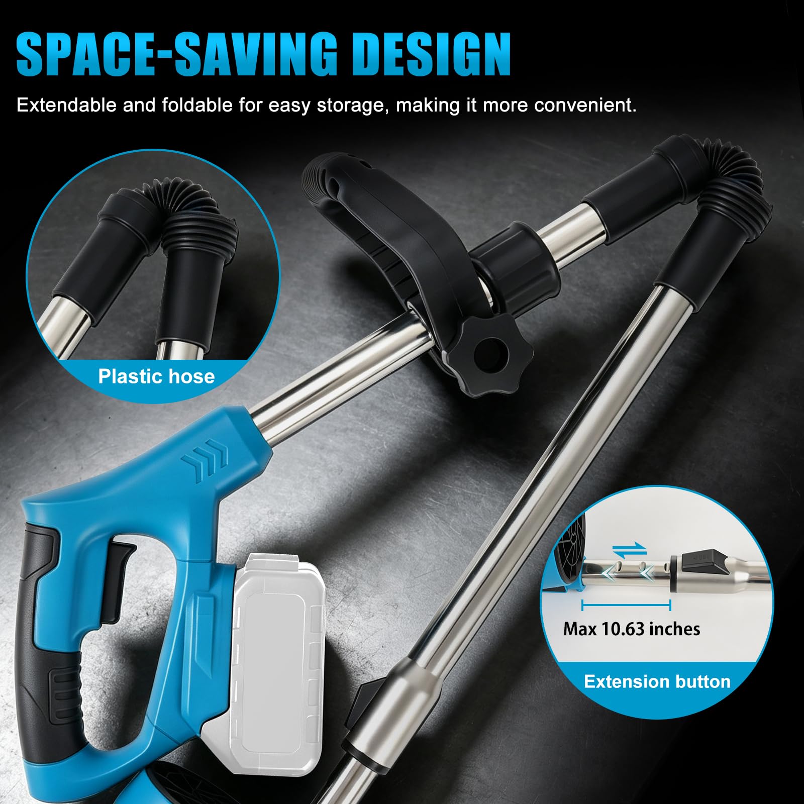 Soffiatore per foglie a batteria compatibile con Makita 18V | Velocità aria 63 m/s, Pressione 750 g, per Foglie, Neve, Polvere e Detriti