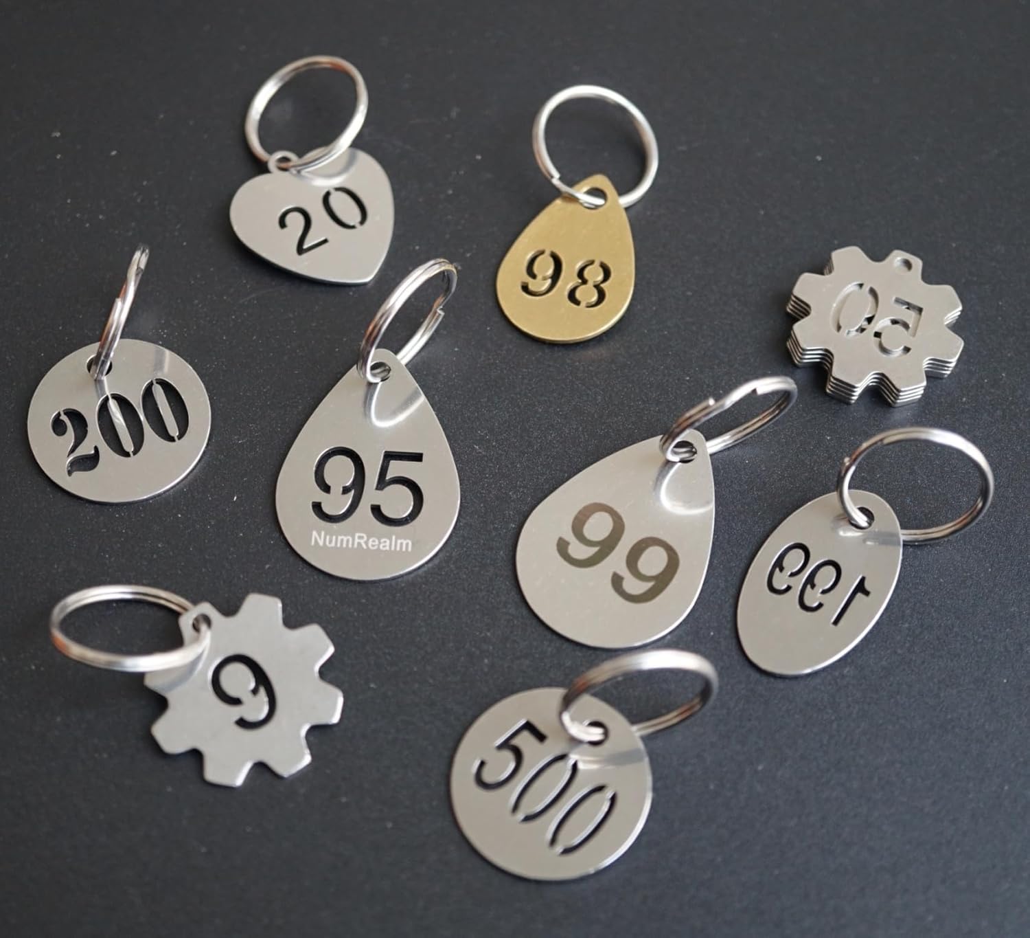 Number Tags with Rings, 25mm 304 Stainless Steel Numbered Key ID Tags, Metal Numbers - 1 to 100