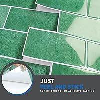 Vista 4 de Mosaicos 3D autoadhesivos para cocina, baño y tocador, 10 hojas de alta calidad, paneles decorativos impermeables (12 x 10) (verde pavo real)