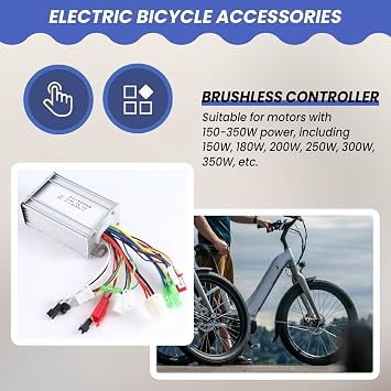 36V 48V 350W E-Bike Brushless Controller 6 Tube Dual Mode for Electric Bicycle Scooter Speed Intelligent Dual Motor Part, silver