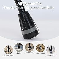 Vista 4 de Bastón de caminar plegable, ajustable, ligero, bastones de caminar para hombres y mujeres, mango ergonómico suave, punta resistente para todo