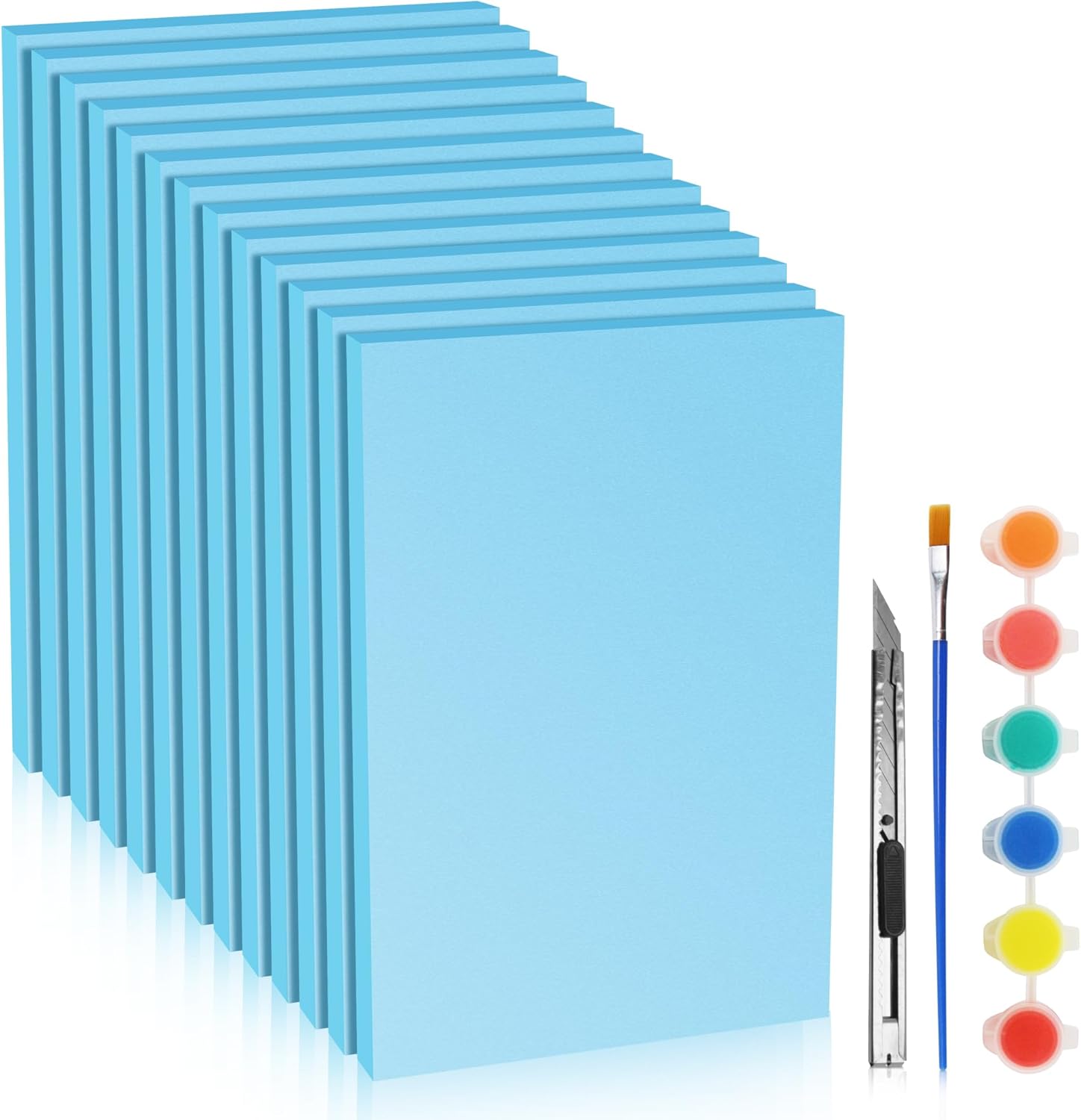LuckyFoam Blue 13 Pack 12x7.5x0.5 inch Foam Sheets 0.5 Inch Thick Polystyrene Rectangles XPS Foam Board Craft for Insulating DIY Modeling Art Supplies