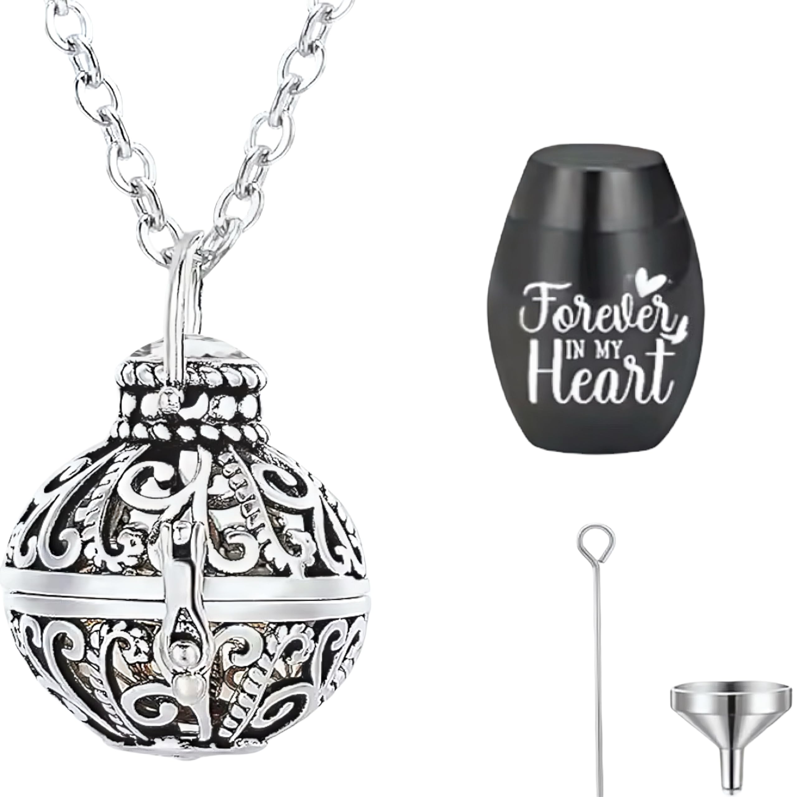 Colgante Conmemorativo de Plata Envejecida – Joyería Espiritual para Guardar Recuerdos – Amuleto Boho con Compartimento para Cenizas, Cabello o Perfume – Regalo de Amor y Protección