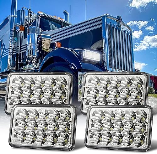 Gottow 4x6 pulgadas LED luces 4 unids rectangular H4651 H4652 H4656 H4666 H6545 para KW Kenworth T800 T600 W900 Peterbilt 379 Feightliner