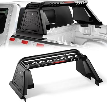 Truck Roll Bar with Toolbox & Cargo Basket, Chase Rack for Pickup | Adjustable chase rack with lockable box & brake light fit for Ford F-150, Silverado, Sierra, Tundra, Ram 1500