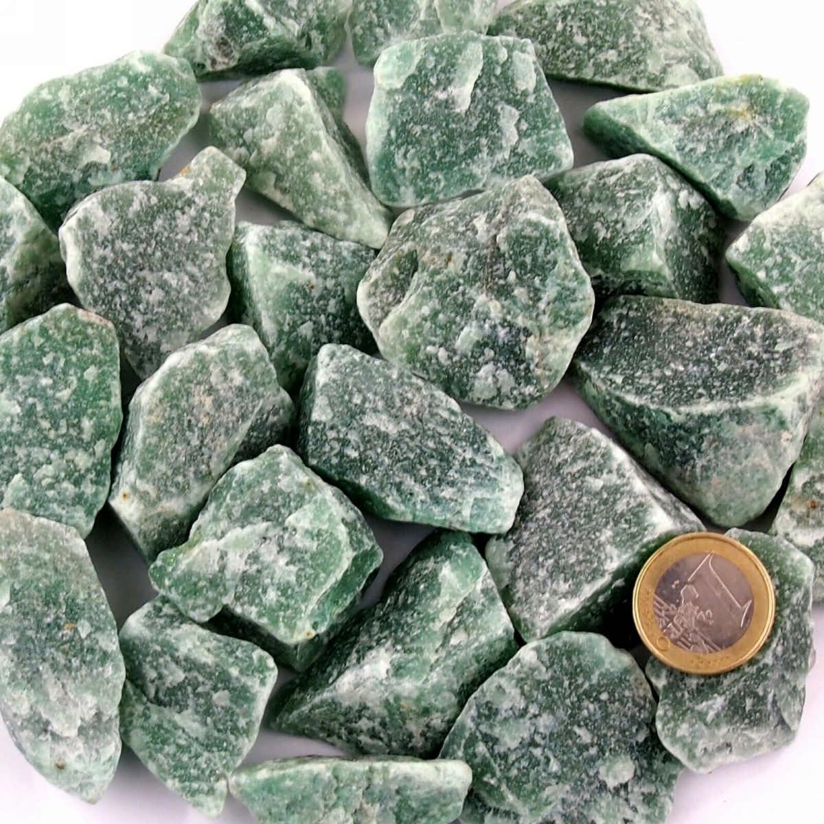 Aventurin Rohsteine grün Ø ca. 30 – 50 mm Edelsteine Heilsteine Wassersteine Glückssteine (Packung Nr. 4 mit 5 Kg)
