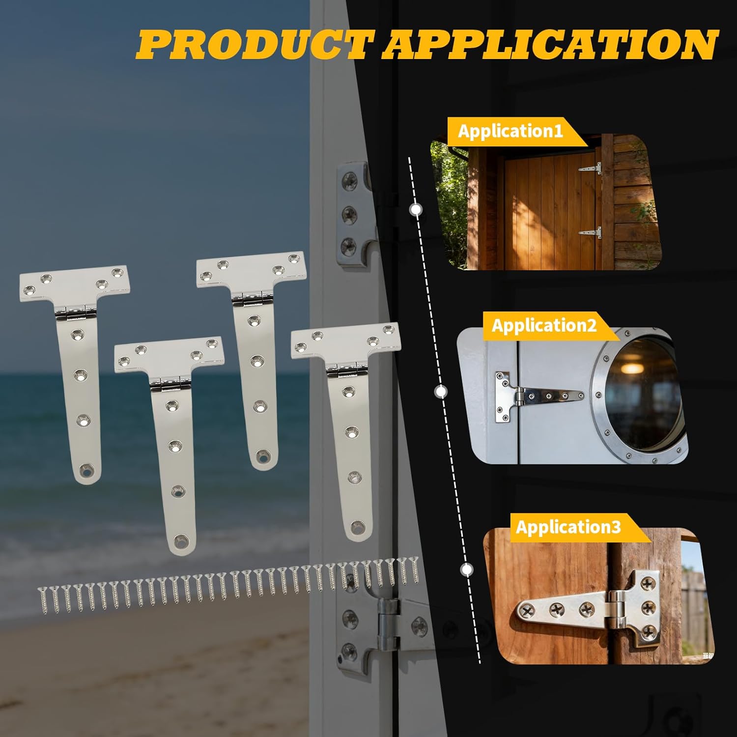316 Stainless Steel Door Hinge Marine Grade 8'' x 4" T Hinge 6'' x 3" Boat Hatch Hinge with Screws (8'' x 4" 4PCS)