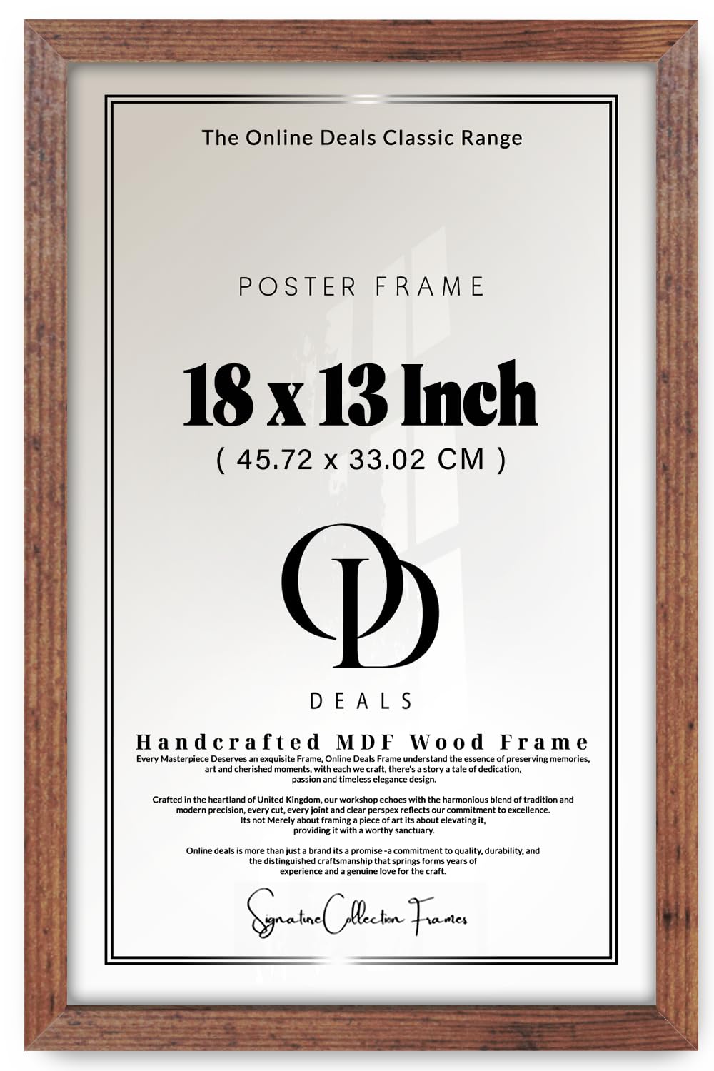 Od Deals Rustic — Engineered Wood Finish 18 X 13 Inch Poster Picture Frame | Sturdy Lightweight Wall Hanging And Table Photo Display For Home Office, Gallery, Modern Art (45.72 X 33.02 Cm)