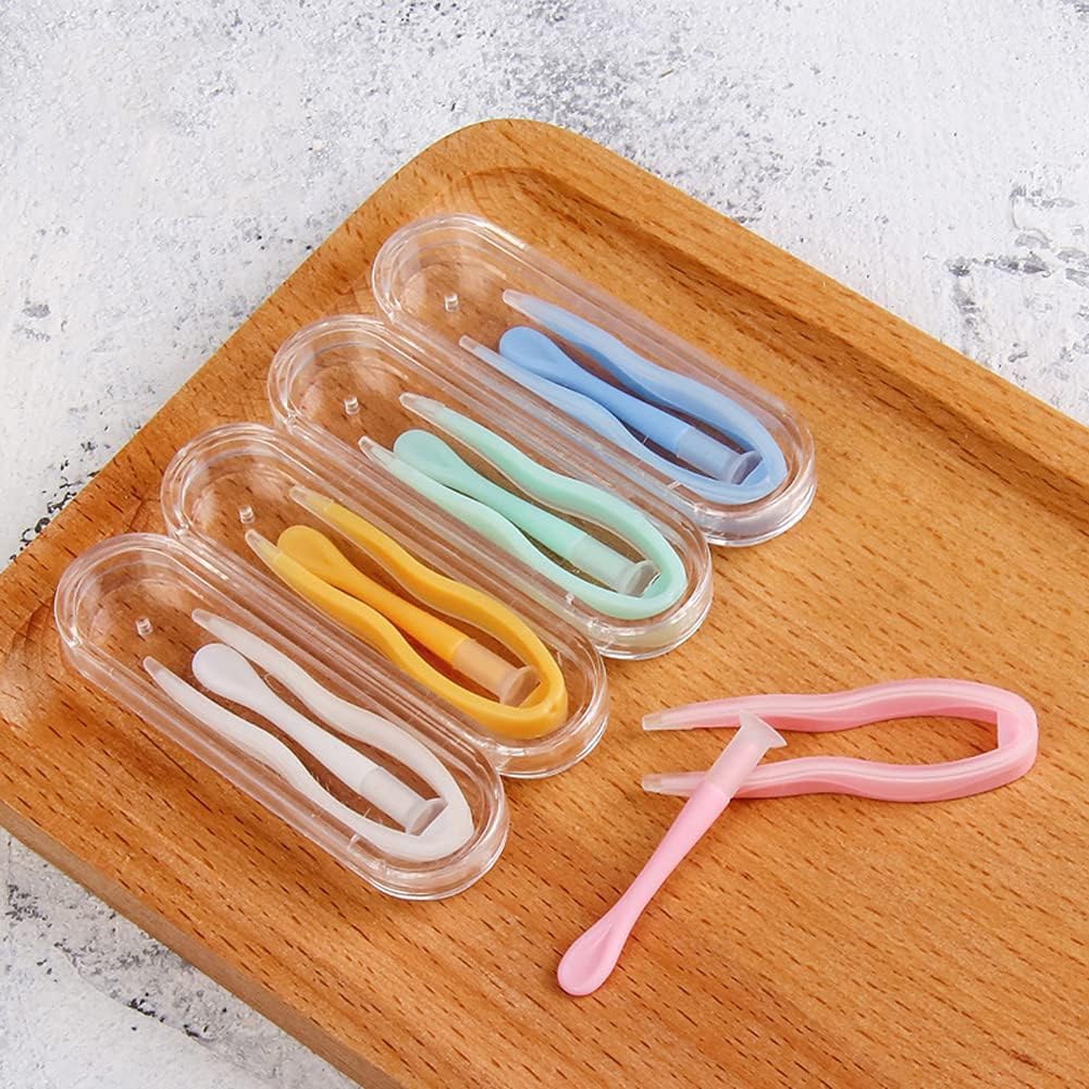 5 Sets Mini Colorful Portable Contact Lens Stick Tool with Plastic Case,Inserter/Remover and Plastic Tweezer Set with Soft Tip image 2