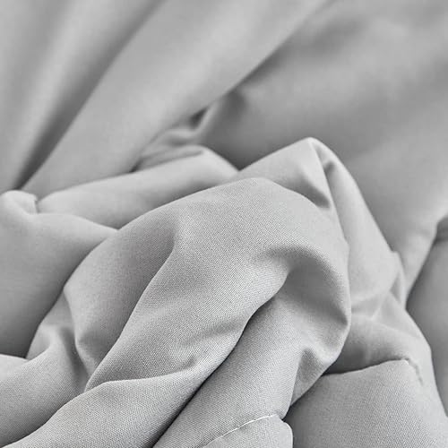 Miniatura 8 de Juego de ropa de cama gris de 4 piezas para niños pequeños con flecos de volantes, juego de ropa de cama de color sólido para niños pequeños - 1