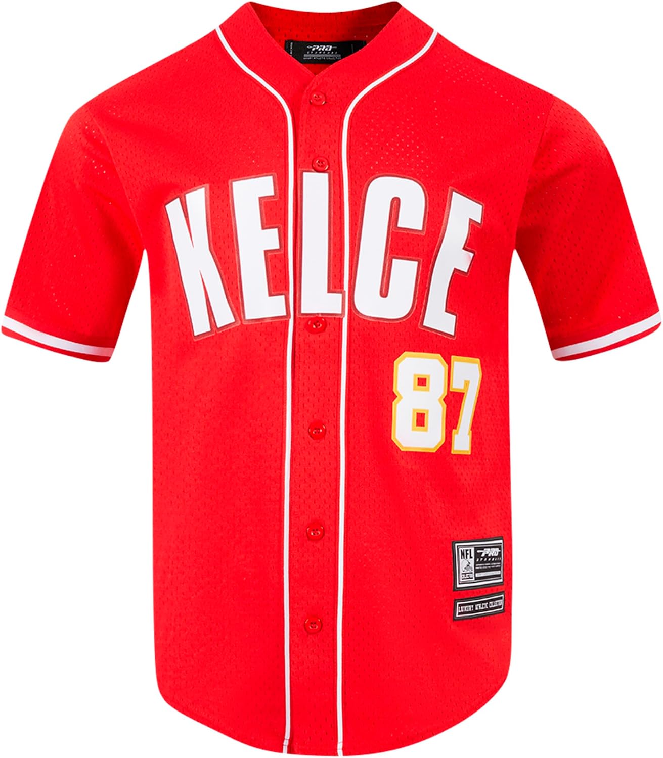 Pro Standard Men's Travis Kelce Red Kansas City Chiefs Mesh Button-Up Baseball Jersey