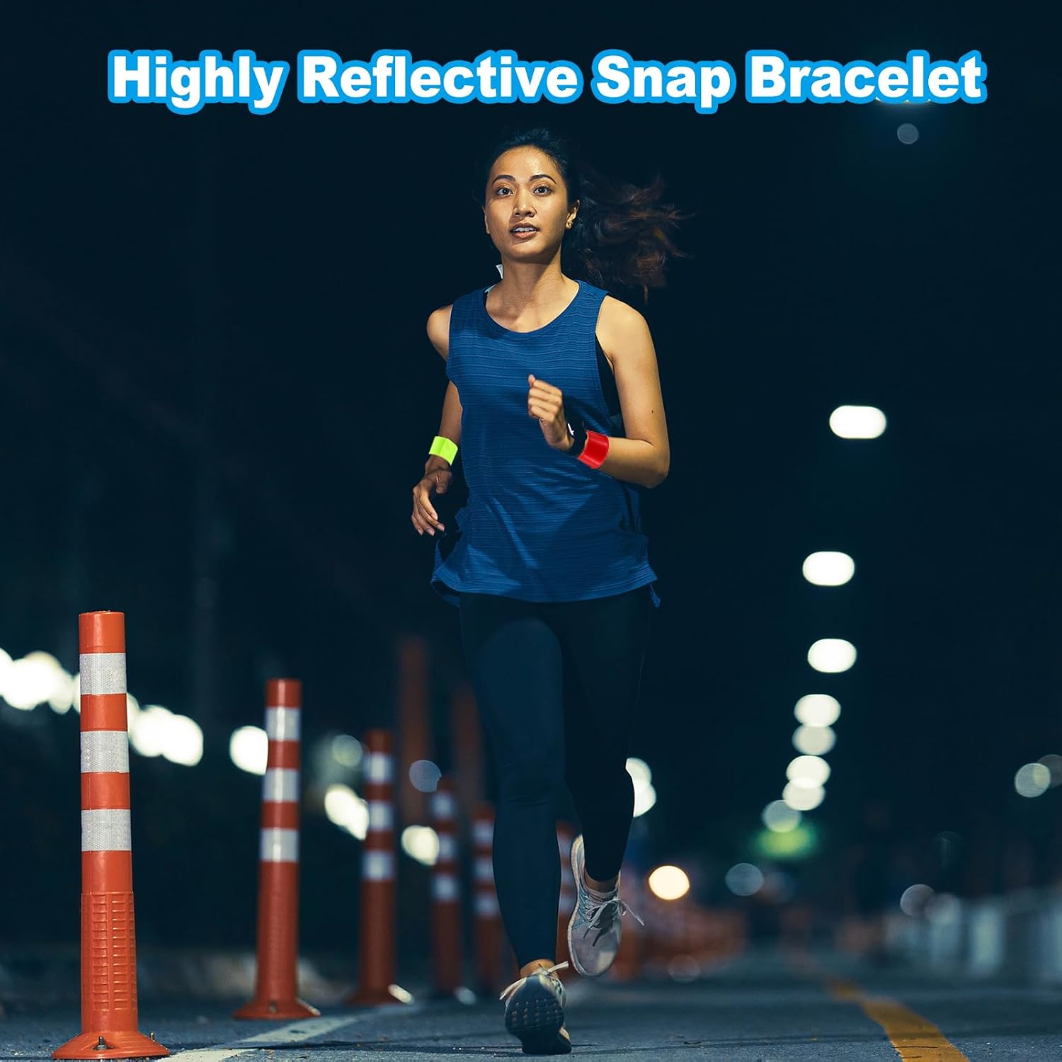 PATIKIL Reflective Slap Bands, Reflector Band Snap Bracelet Armbands High Visibility Safety Reflectors Wrist Strap Strips for Night Jogging Cycling Running Hiking