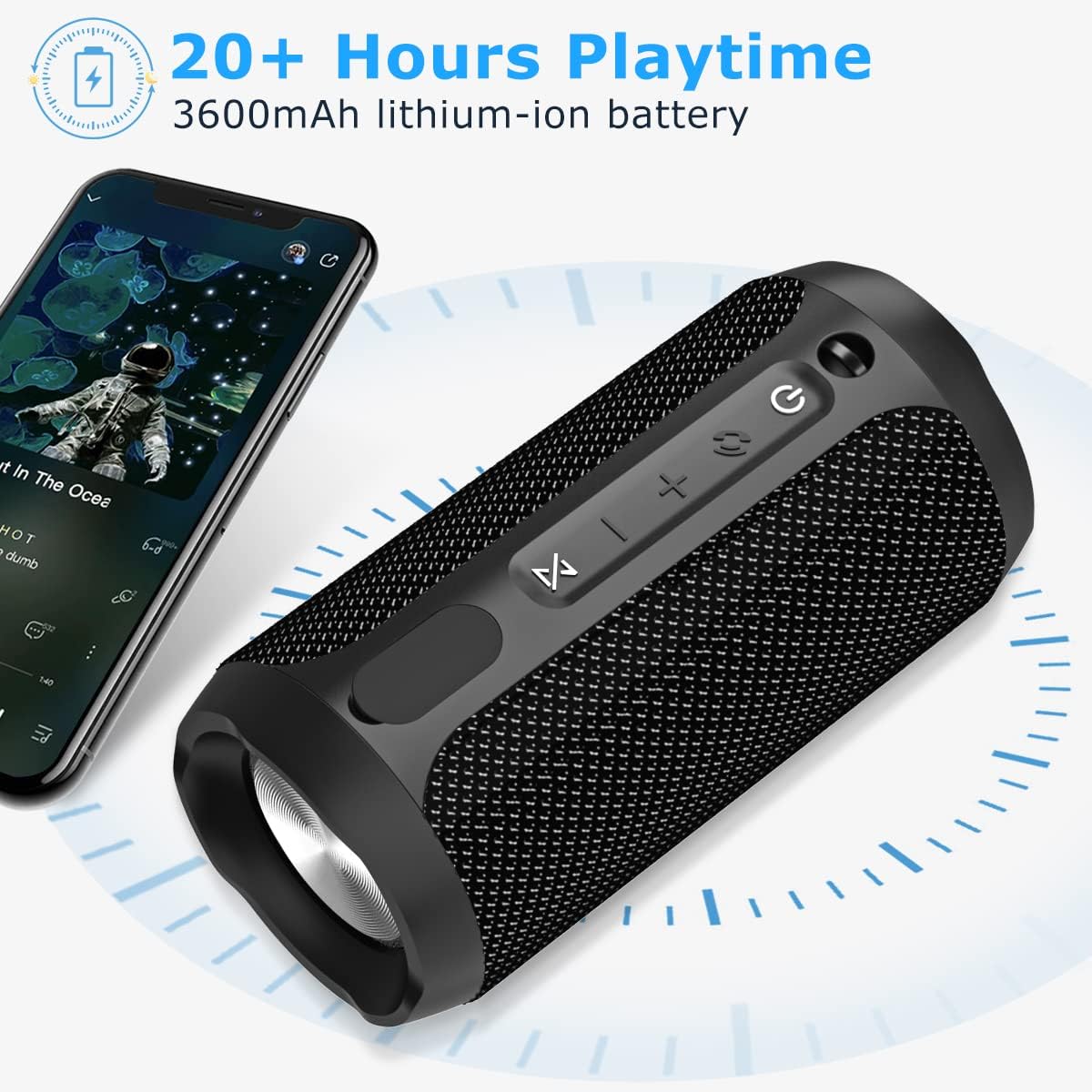 COVERY Portable Bluetooth Speaker IPX67 Waterproof Speakers Press Call Button to Switch Between Bluetooth Pairing and Aux-in Mode Black