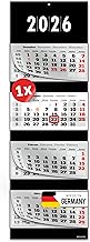 PRIMUS PRINT XXL Calendar 2026, Multi-Block Wall Calendar, 4 Month Calendar with Date Slider, Calendar for Hanging, Includes Holidays, Various Designs [1 x Black]