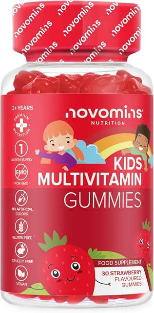 Kids Vitamins - Kids Multivitamin Gummies  1 Month Supply - Chewable Kids Multivitamin - Vegan - Gluten Free  13 Essential Childrens Vitamins  Kids Vitamins by Novomins