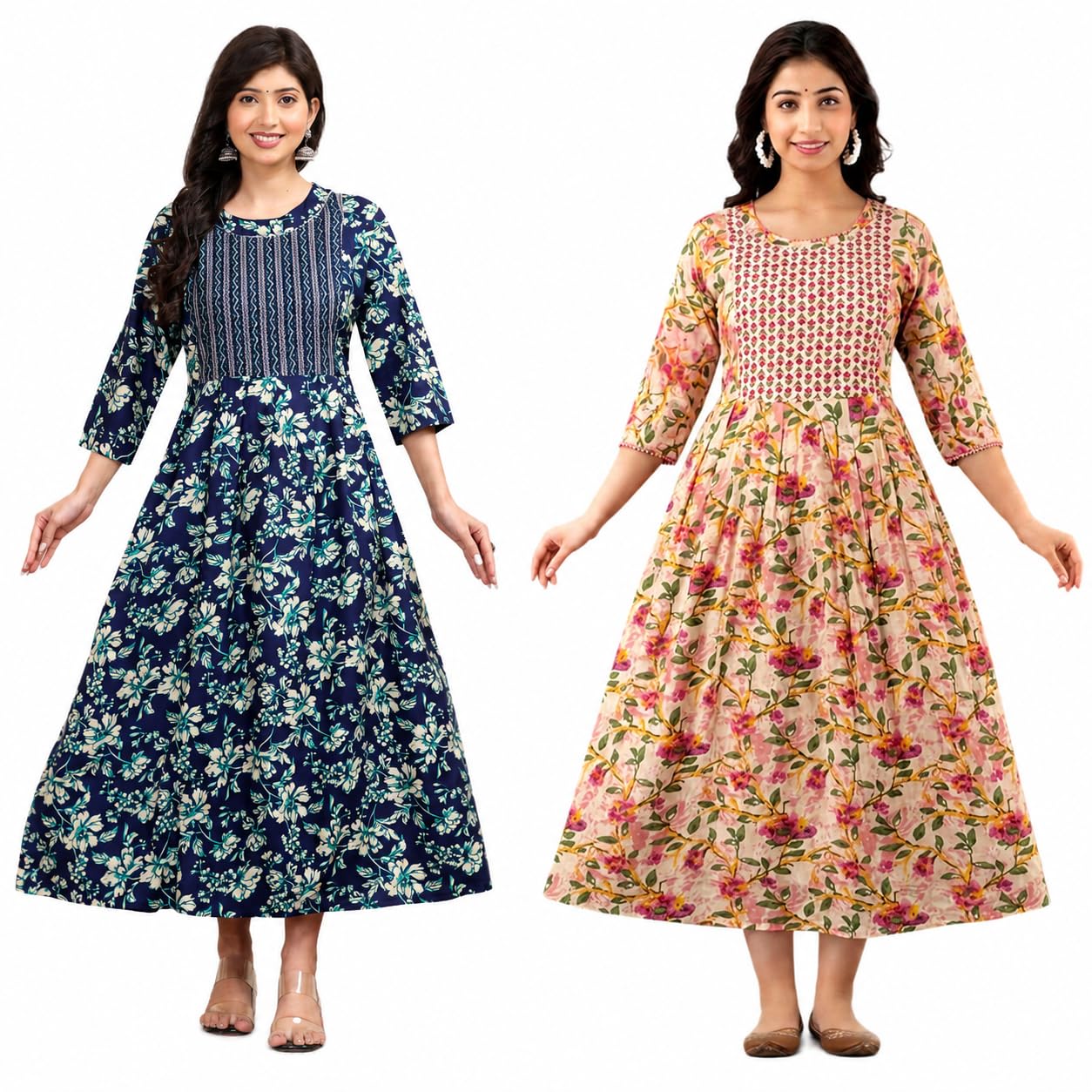 Kurti for Women | Printed Cotton Kurti | Feeding Kurti | Maternity Kurti for Women, Anarkali Maternity Kurti, Nursing Zip, 3/4 Sleeves, Pack of 2-picture-48
