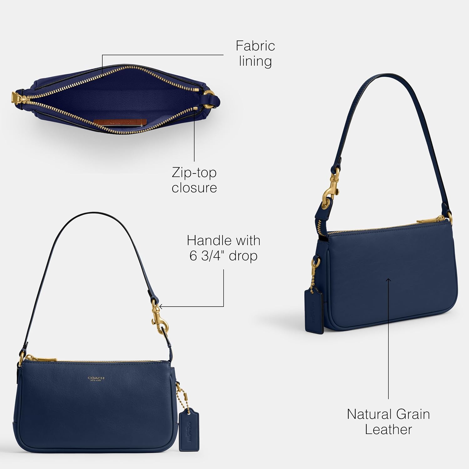 COACH Natural Grain Leather Plaza Bag 18