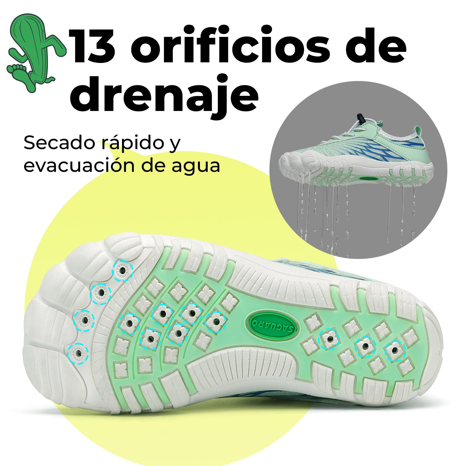 SAGUARO Zapatos descalzos para niños, de secado rápido, transpirables, con puntera ancha, talla 25-35 — view 3