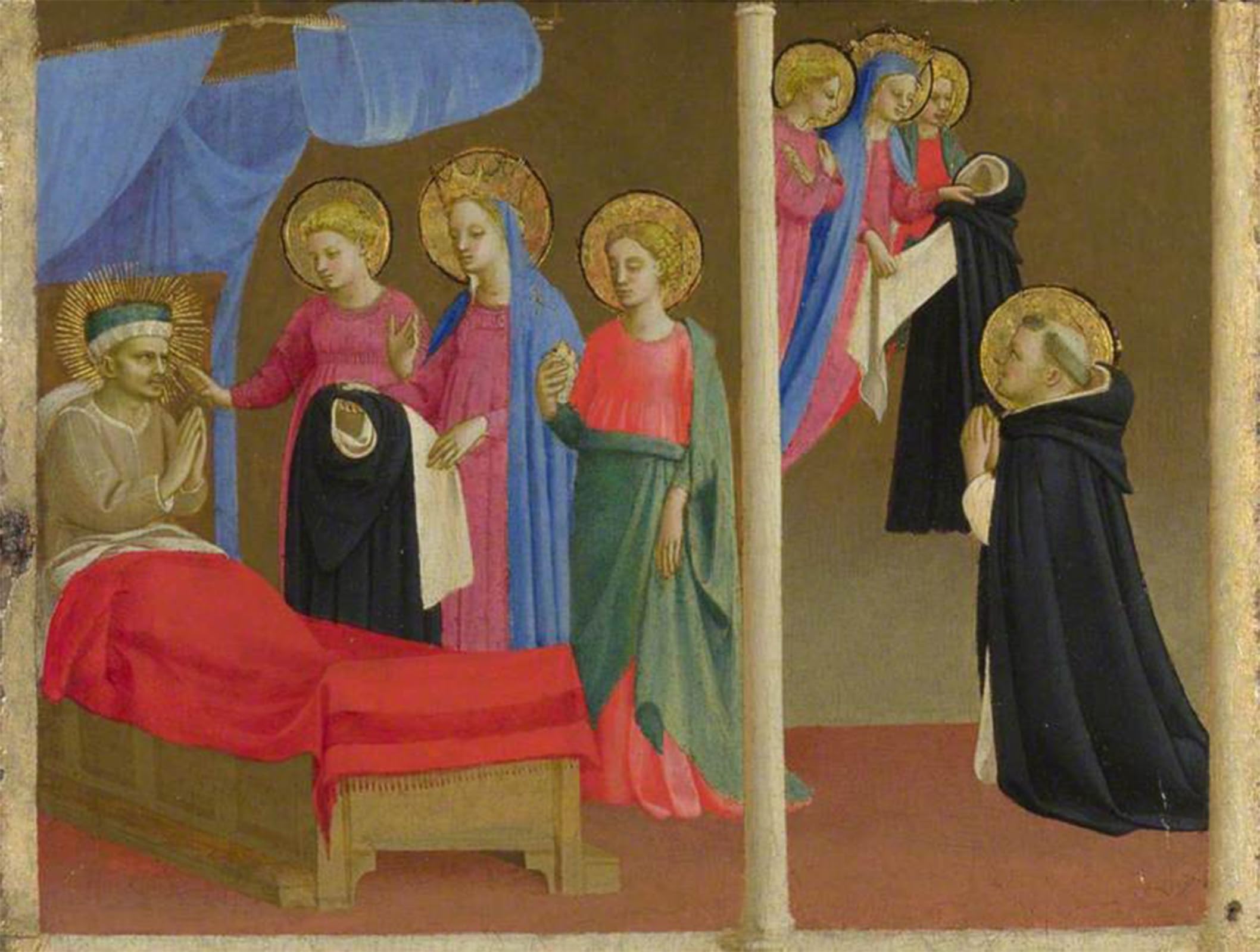 Posteriik No Frame Vintage Classic Picture Landscape Artwork The Vision Of The Dominican Habit By Fra Angelico Portrait Canvas Painting For Office Home Decor 60X90cm
