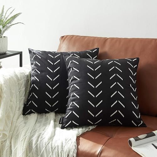 Set of 2 Black Pillow Covers 18 x 18 inches