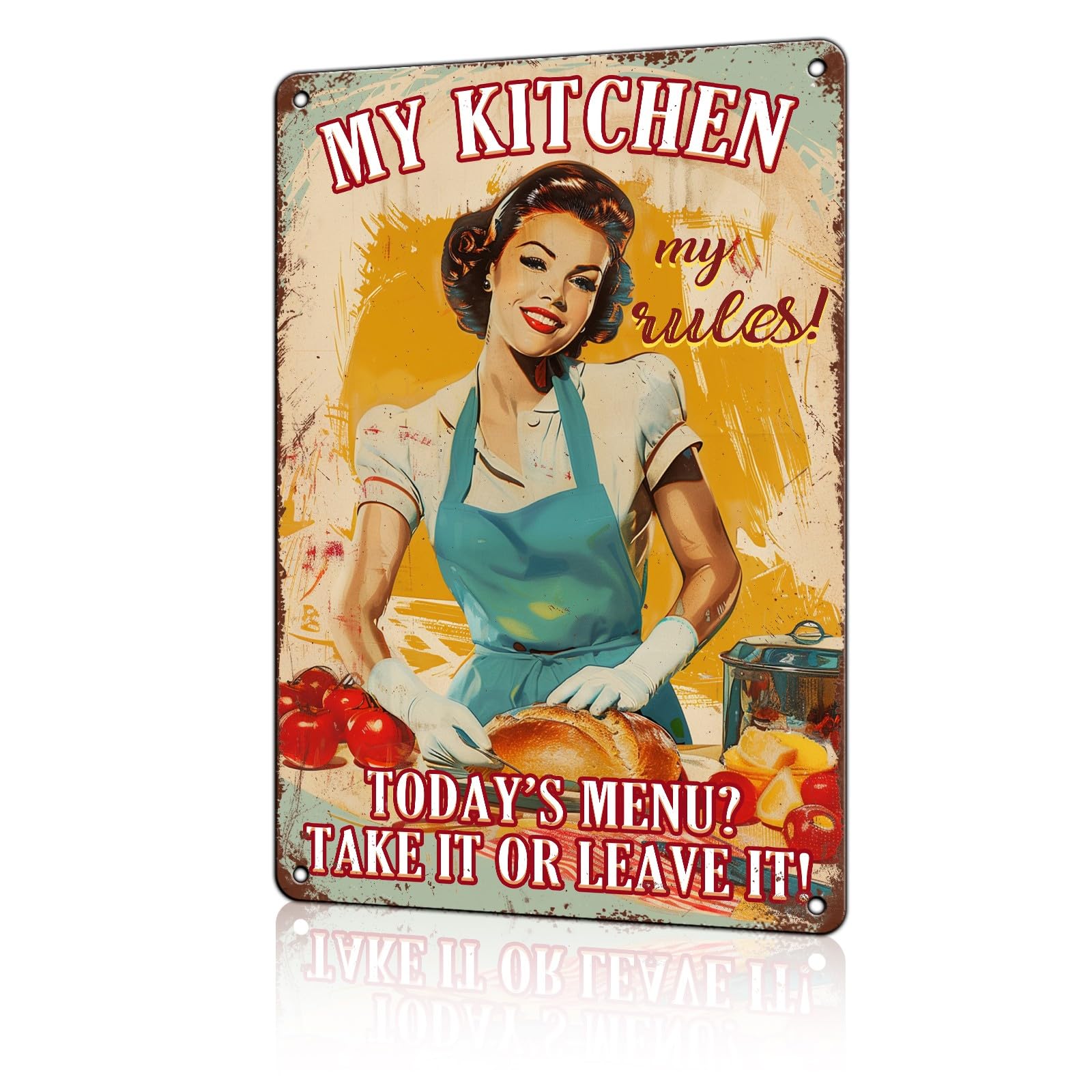 Anceky My Kitchen Tin Sign Vintage Sign Retro Aluminum Sign Wall Decor for Home Living Room Garage Pub Kitchen Outside 12×8 Inch