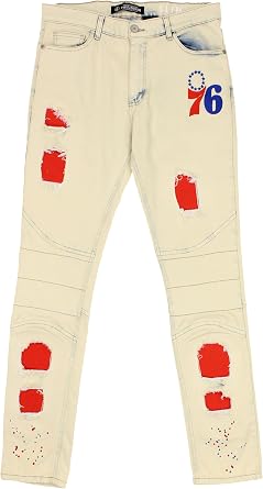 FISLL NBA Teams Men's Distressed Denim Jeans