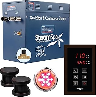 STEAMSPA 12kW Steam Sauna Generator Sentry Series 240V Steam Generator with Touch Screen, Steamhead, Built-in Steam Shower Auto Drain, ACU Quickstart Steam Bath Generator (Bronze)