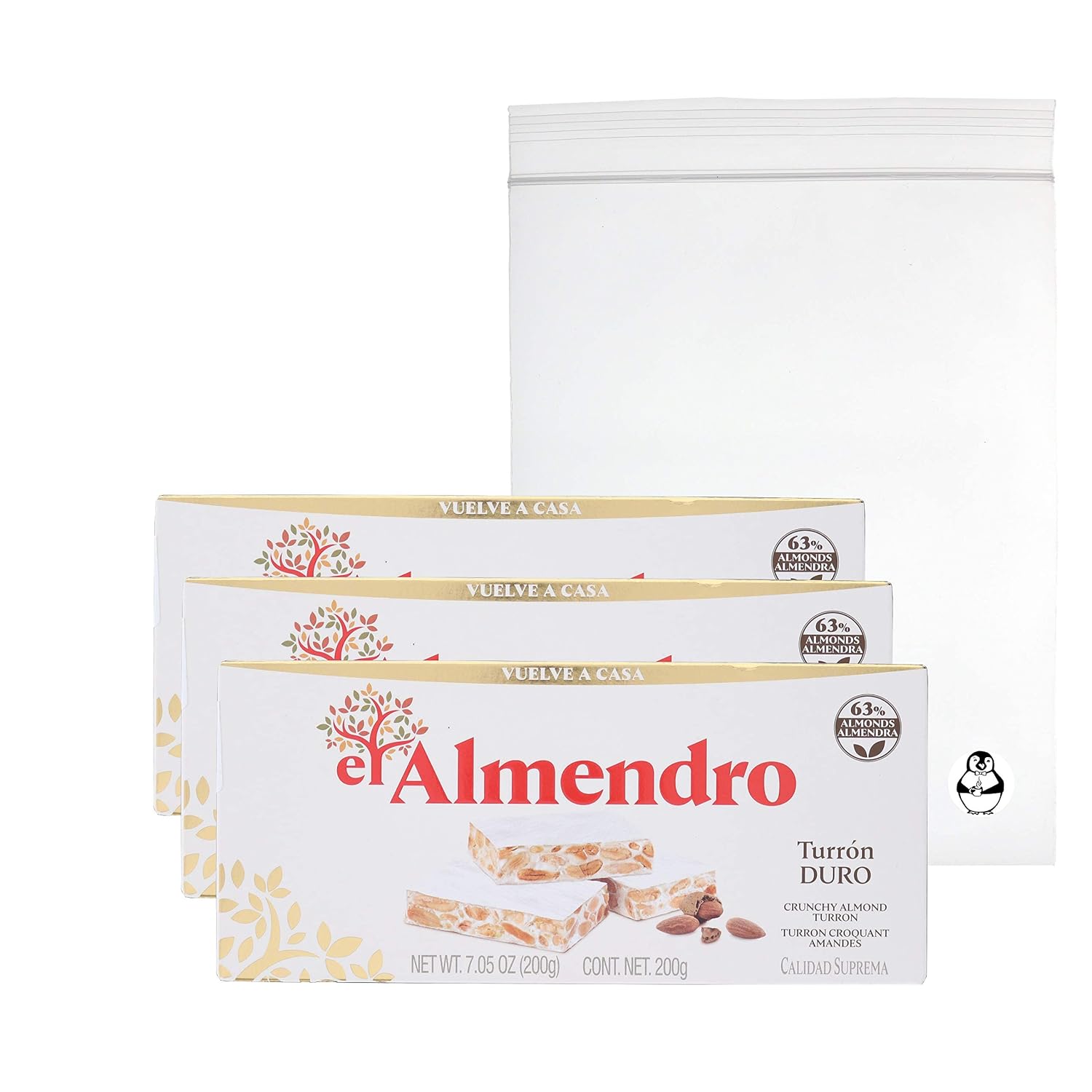 El Almendro Turron Crunchy Nougat - (3 Pack) W/Quick Storage Pouch